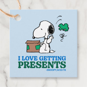 Peanuts Snoopy I Love Getting Presents Favour Tags