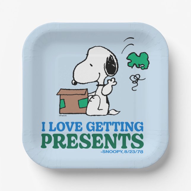 Peanuts | Snoopy I Love Getting Presents Paper Plate (Front)