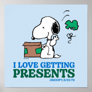 Peanuts   Snoopy I Love Getting Presents Poster
