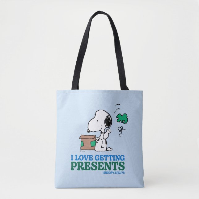 Peanuts | Snoopy I Love Getting Presents Tote Bag (Front)