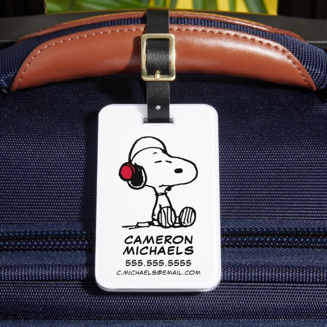 Peanuts | Snoopy in Headsets Luggage Tag (Front Insitu 2)