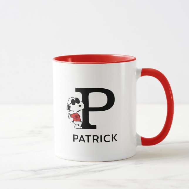 Peanuts | Snoopy "Joe Cool" | Name & Monogram P Mug (Right)