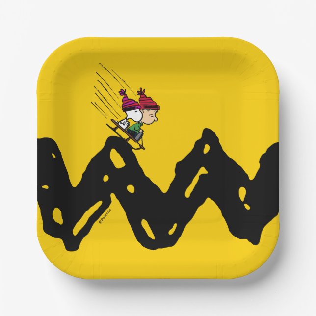Peanuts | Snoopy & Linus Sled Ride Paper Plate (Front)