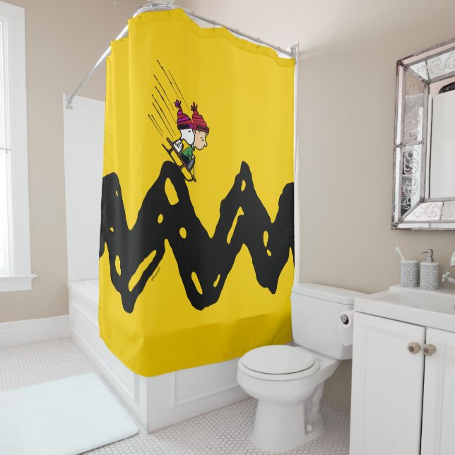 Peanuts | Snoopy & Linus Sled Ride Shower Curtain (In Situ)