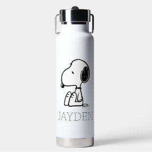 Peanuts   Snoopy Looking Down   Add Your Name Water Bottle