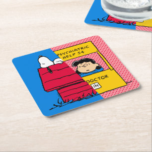 Peanuts   Snoopy & Lucy Half & Half Square Paper Coaster