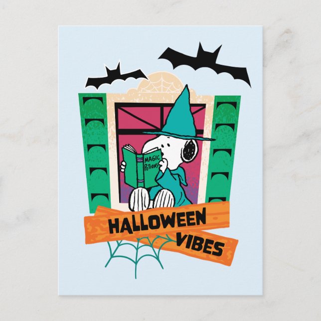 Peanuts Snoopy Magic Potions Halloween Postcard (Front)