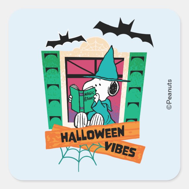 Peanuts Snoopy Magic Potions Halloween Square Sticker (Front)