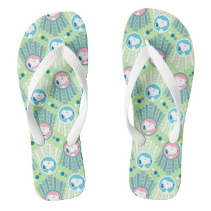 Peanuts   Snoopy Mint Green Deco Dreams Pattern Jandals