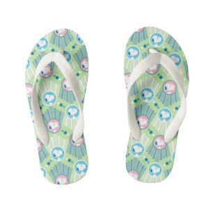Peanuts Snoopy Mint Green Deco Dreams Pattern Kid's Jandals