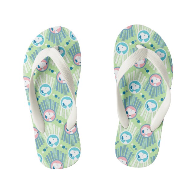 Peanuts | Snoopy Mint Green Deco Dreams Pattern Kid's Jandals (Footbed)