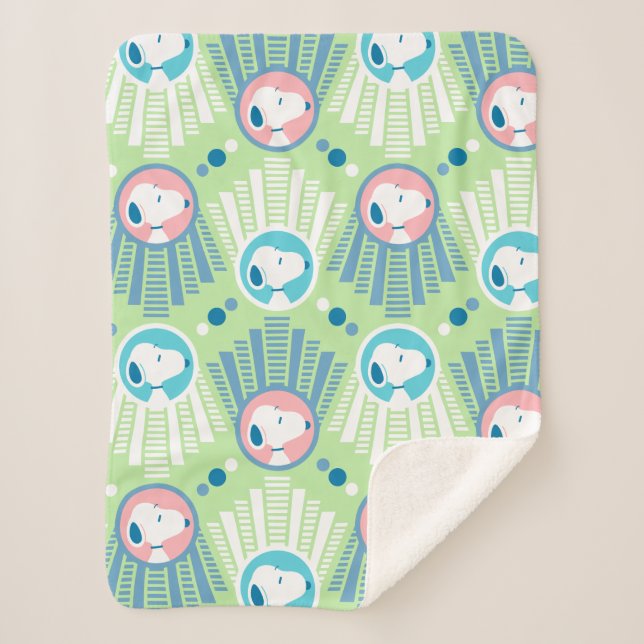 Peanuts | Snoopy Mint Green Deco Dreams Sherpa Blanket (Front)