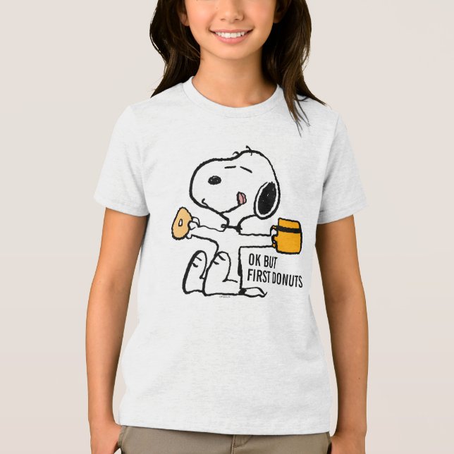 Peanuts | Snoopy OK But First Coffee Tri-Blend Shirt (Front)