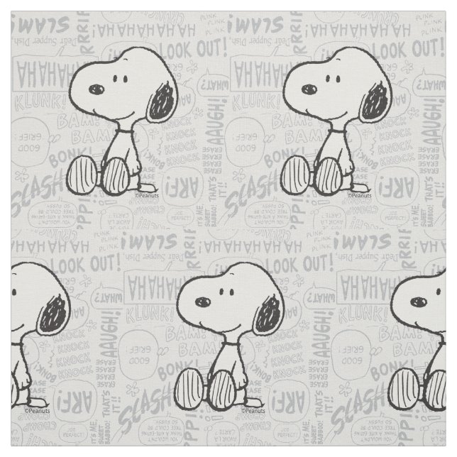PEANUTS | Snoopy on Black White Comics Fabric (Swatch)