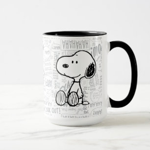 PEANUTS Snoopy on Black White Comics Mug