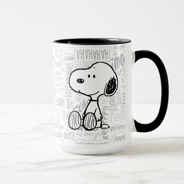 PEANUTS | Snoopy on Black White Comics Mug (Right)