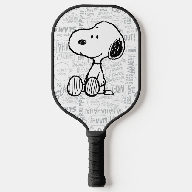 PEANUTS | Snoopy on Black White Comics Pickleball Paddle (Front)