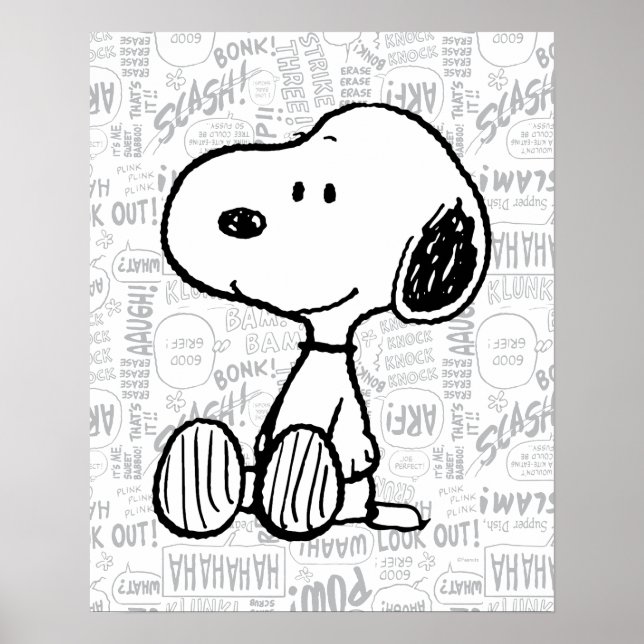PEANUTS | Snoopy on Black White Comics Poster (Front)