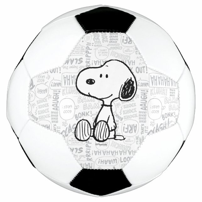 PEANUTS | Snoopy on Black White Comics Soccer Ball (Front)