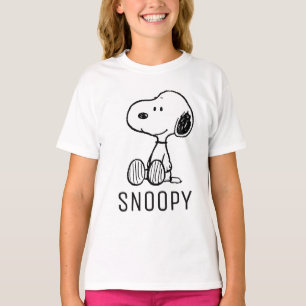 PEANUTS Snoopy on Black White Comics T-Shirt