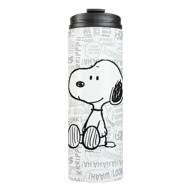 PEANUTS | Snoopy on Black White Comics Thermal Tumbler (Front)
