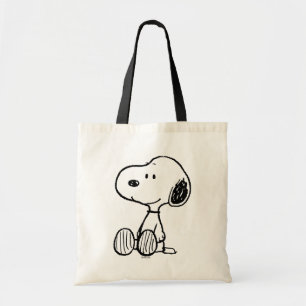 PEANUTS   Snoopy on Black White Comics Tote Bag