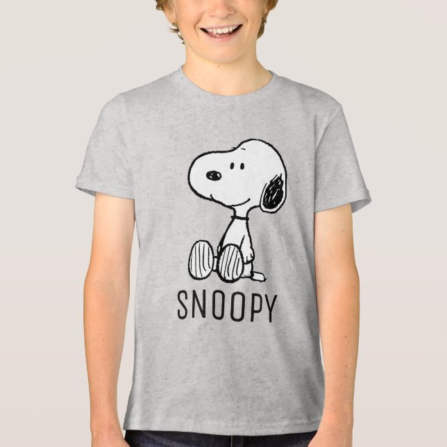PEANUTS | Snoopy on Black White Comics Tri-Blend Shirt (Front)