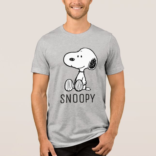 PEANUTS | Snoopy on Black White Comics Tri-Blend Shirt (Front)