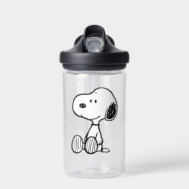 PEANUTS | Snoopy on Black White Comics Water Bottle (Front)