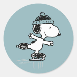 Peanuts Snoopy On Ice Classic Round Sticker