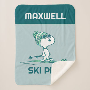 Peanuts   Snoopy on Skis Sherpa Blanket