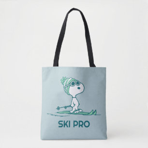 Peanuts   Snoopy on Skis Tote Bag