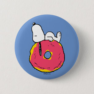 Peanuts   Snoopy Pink Doughnut 6 Cm Round Badge