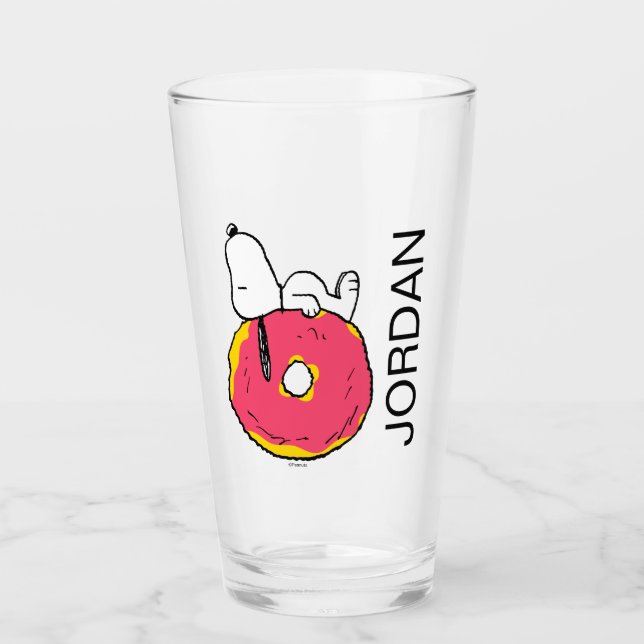 Peanuts | Snoopy Pink Doughnut Glass (Front)