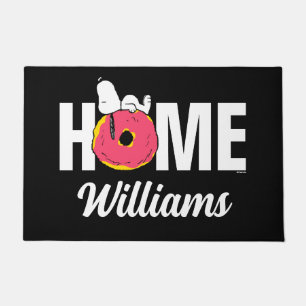 Peanuts Snoopy Pink Doughnut Personalised Doormat