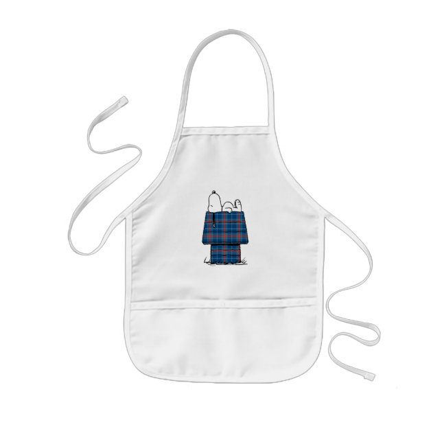 Peanuts | Snoopy Plaid Flannel Holiday Dog House Kids Apron (Front)