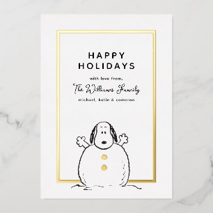 Peanuts   Snoopy Playing Snowman Family Photo