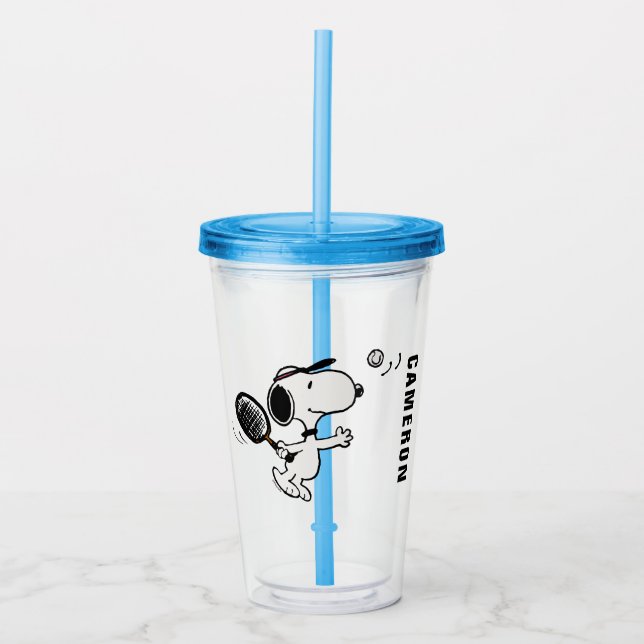 Peanuts | Snoopy Plays Tennis Acrylic Tumbler (Front)