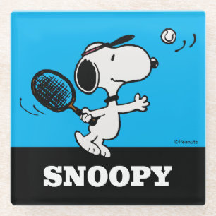 Peanuts   Snoopy Plays Tennis Glass Coaster