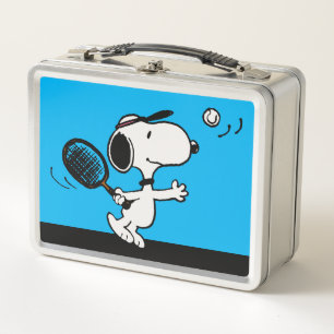 Peanuts   Snoopy Plays Tennis Metal Lunch Box