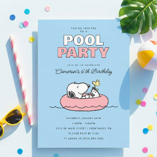 Peanuts -Snoopy - Pool Party Summer Birthday Invitation
