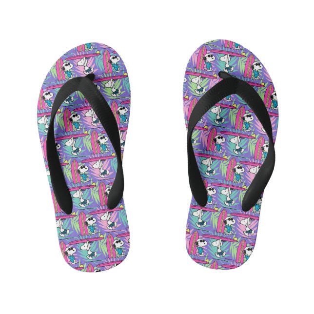 Peanuts | Snoopy Purple Surf Pattern Kid's Jandals (Footbed)