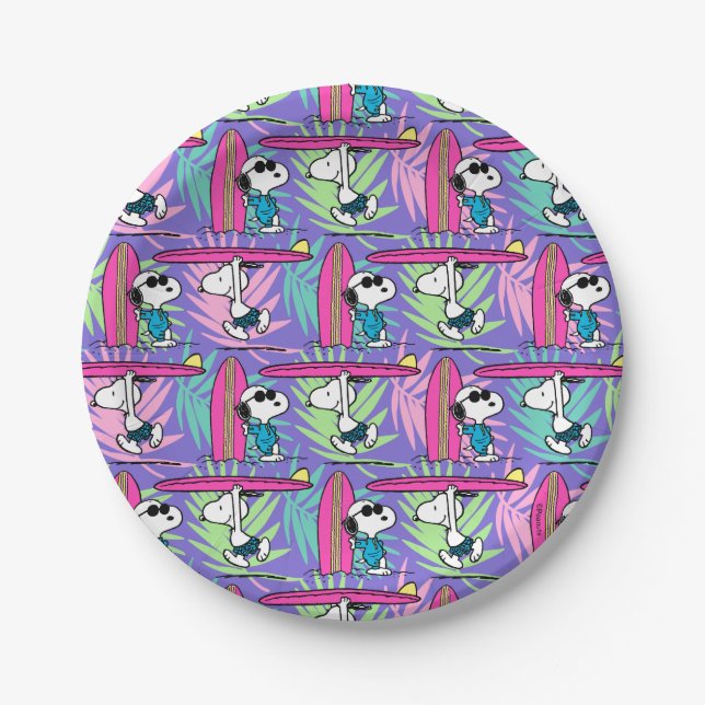 Peanuts | Snoopy Purple Surf Pattern Paper Plate (Front)