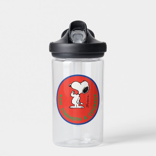 Peanuts | Snoopy Raw Strength & Courage Badge Water Bottle (Front)