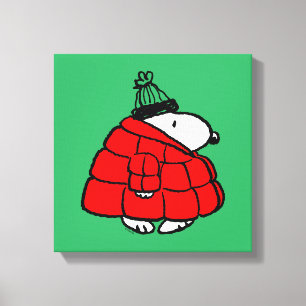 Peanuts   Snoopy Red Puffer Jacket Canvas Print