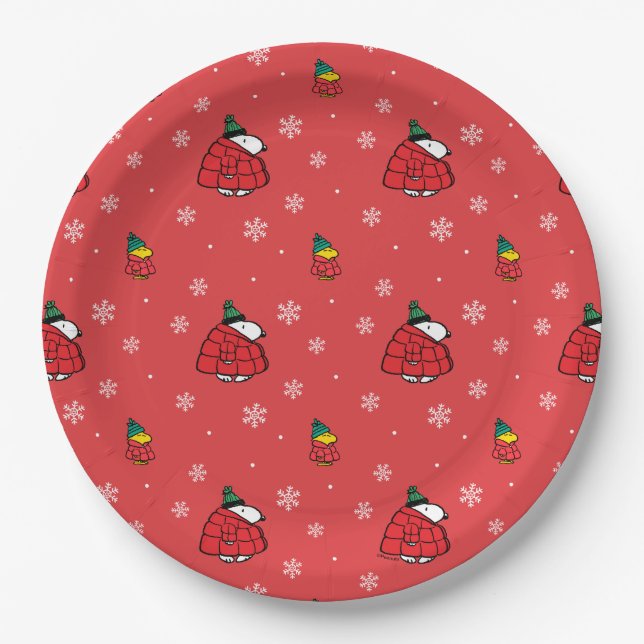 Peanuts | Snoopy Red Puffer Jacket Paper Plate (Front)