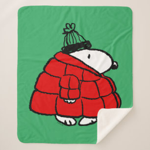 Peanuts   Snoopy Red Puffer Jacket Sherpa Blanket