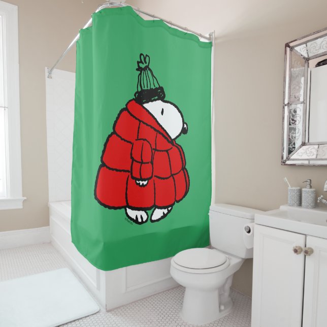 Peanuts | Snoopy Red Puffer Jacket Shower Curtain (In Situ)