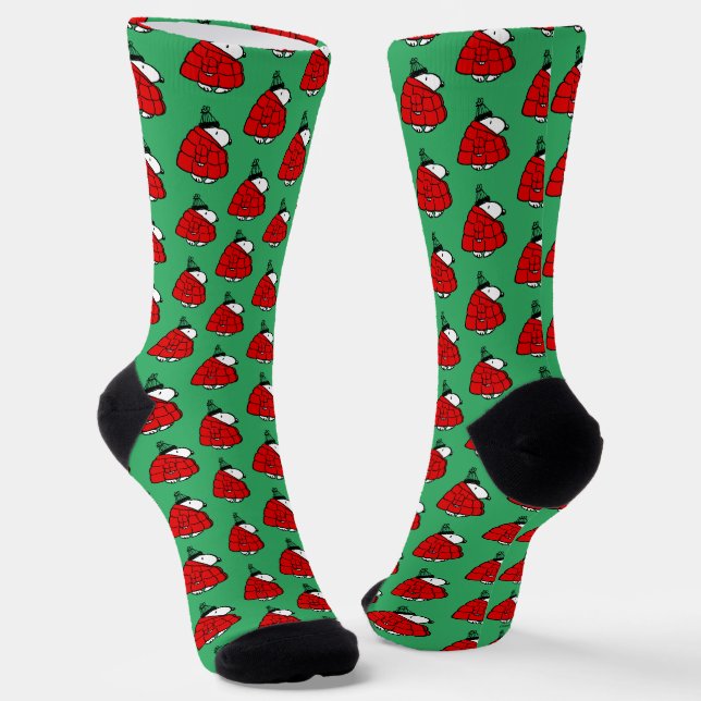 Peanuts | Snoopy Red Puffer Jacket Socks (Angled)