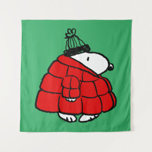 Peanuts   Snoopy Red Puffer Jacket Tapestry